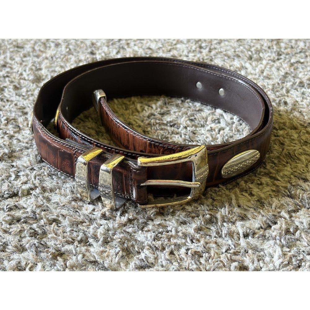 Vintage Footjoy Leather Belt Men's Size 40 Brown Croc Lizard Conchos Golf Canada